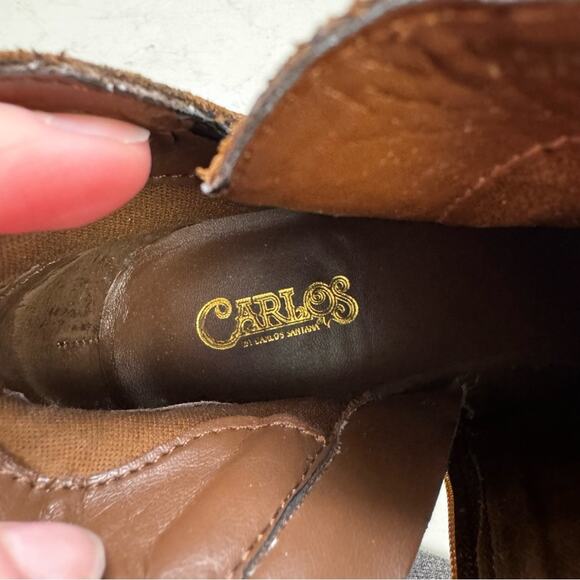 Carlos Santana Brown Suede Vivien Floral Boots Size 7.5 - Picture 6 of 9